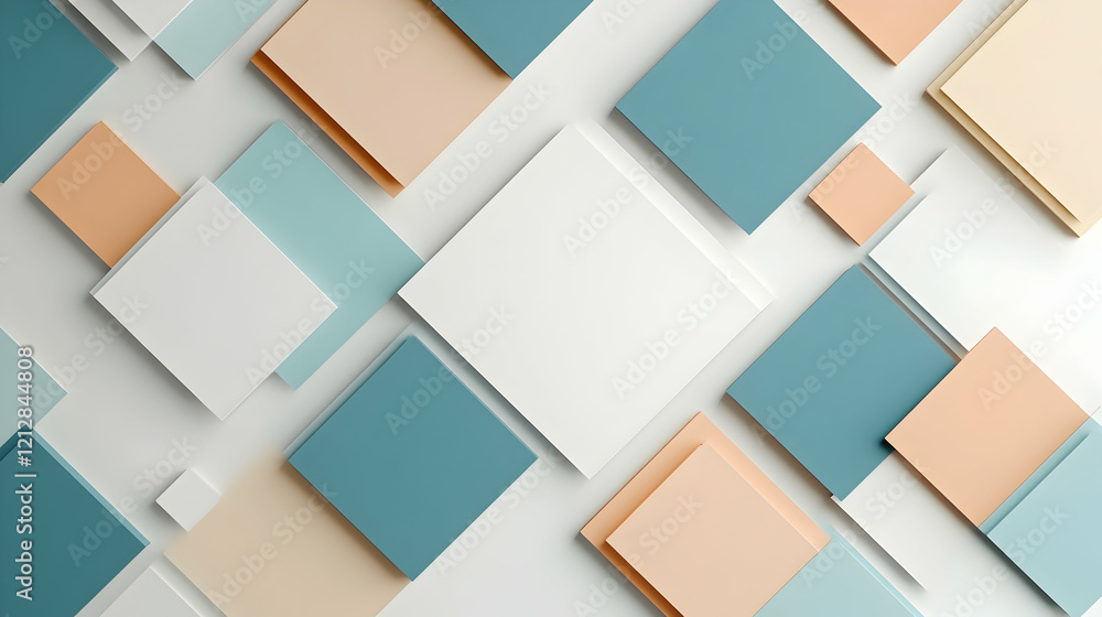 Abstract pastel squares overlapping on white background; design template Abstract pastel squares overlapping on white background; design template