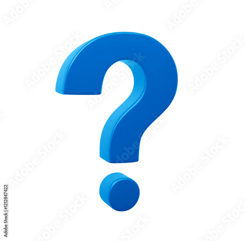 Blue 3D Question Mark Isolated on Transparent Background - PNG