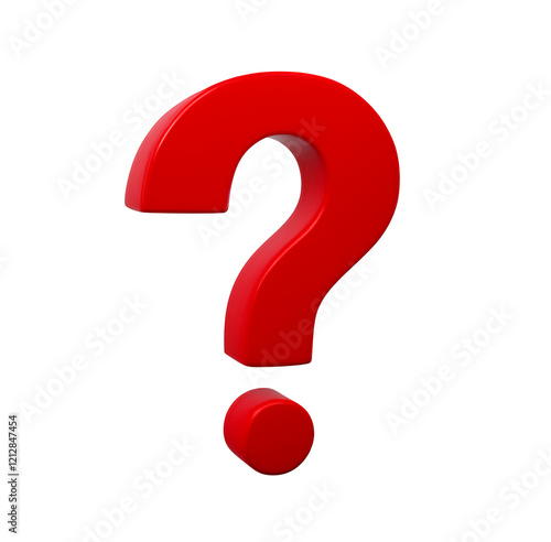 Red 3D Question Mark Isolated on Transparent Background - PNG