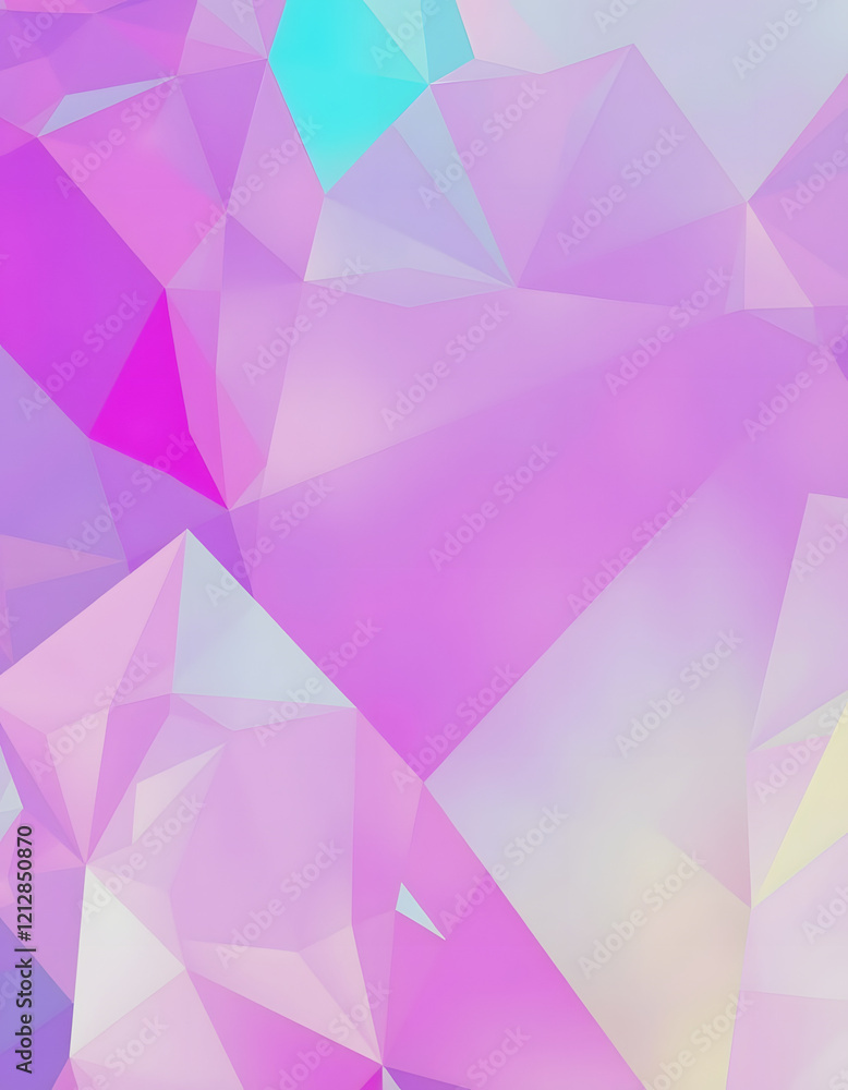 Fototapeta premium Abstract geometric background in holographic ultraviolet vibrant colors, digital art, with white tones