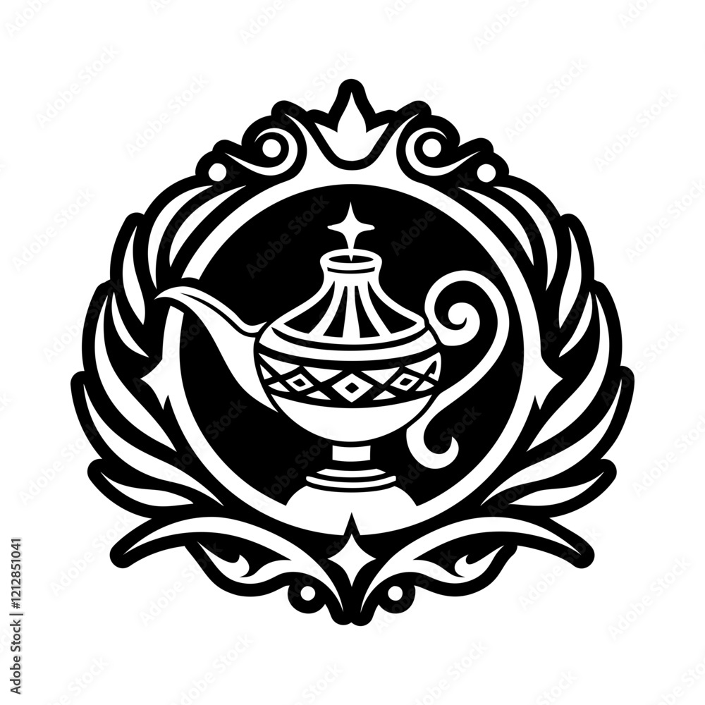 Magic lamp icon designed in solid style Magic lamp icon designed in solid style