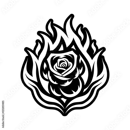 Glyph style icon of burning rose
