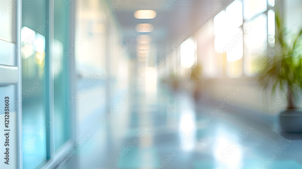 Blurred background of a hospital corridor. generative ai. Blurred background of a hospital corridor. generative ai.