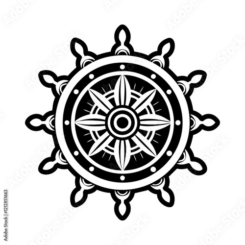Ship wheel icon in glyph style
