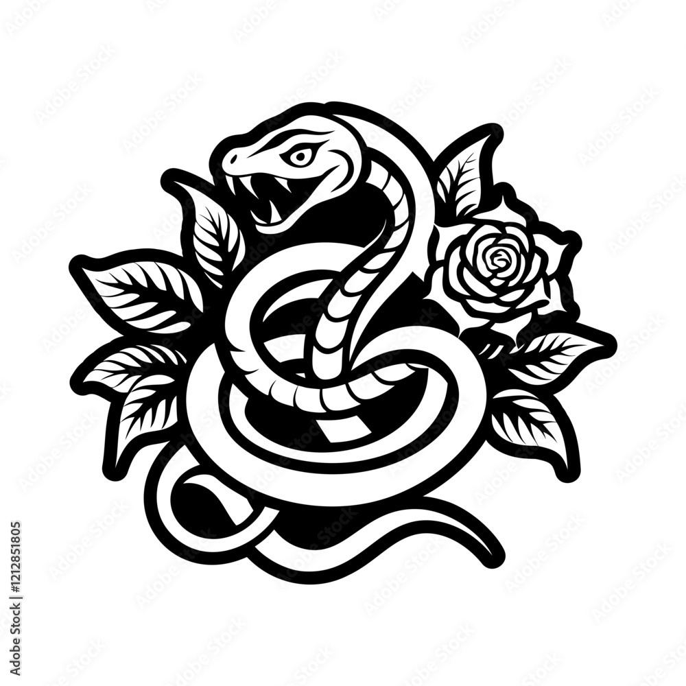 A solid style icon of snake tattoo symbol A solid style icon of snake tattoo symbol