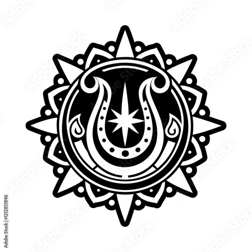 A solid style icon of spur tattoo symbol