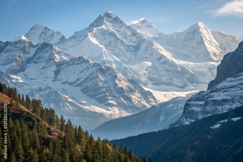 Fototapeta premium Snow capped peaks the alps rockiest