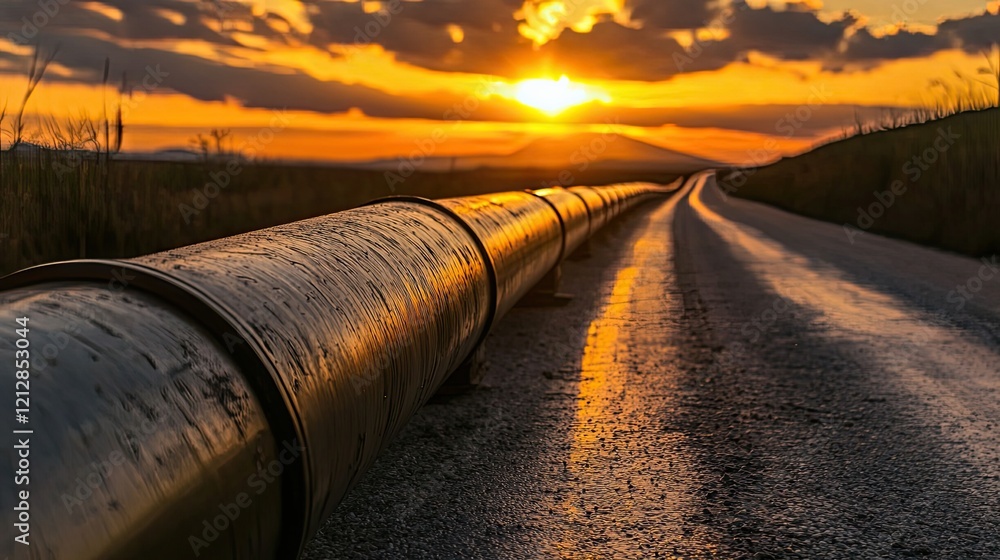 Pipelines at sunset rural landscape photography Pipelines at sunset rural landscape photography