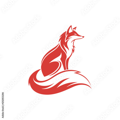 red fox, fox logo silhouette vector line art logo design