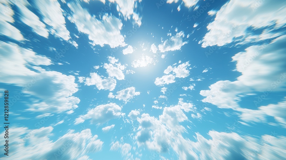 A vibrant sky filled with fluffy clouds radiating sunlight, creating a serene and uplifting atmosphere. A vibrant sky filled with fluffy clouds radiating sunlight, creating a serene and uplifting atmosphere.