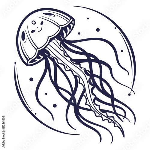 Jellyfish mascot logo vector silhouette  photo