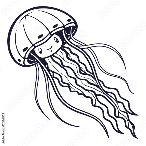 Jellyfish mascot logo vector silhouette  photo