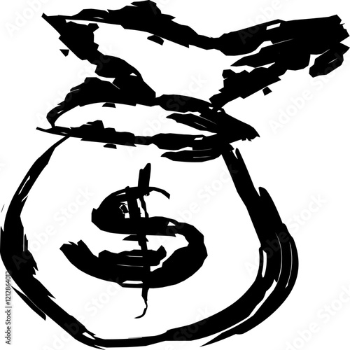 savings black brush stroke. savings icon in doodle style