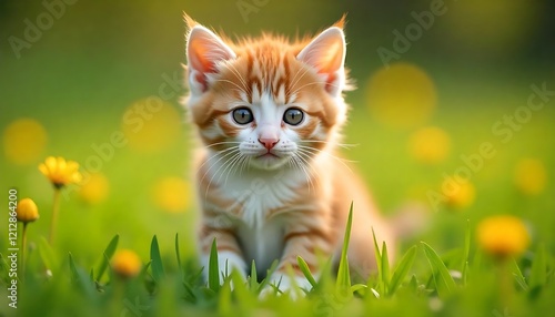 red cat on grass