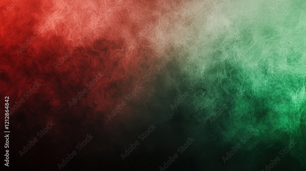 Abstract blend of red and green smoke with fluid, dynamic textures, creating a vibrant and ethereal gradient. Perfect for creative, modern, and atmospheric design backgrounds. Abstract blend of red and green smoke with fluid, dynamic textures, creating a vibrant and ethereal gradient. Perfect for creative, modern, and atmospheric design backgrounds.