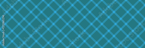 Fibre pattern seamless fabric, curved check texture tartan. Micro vector background plaid textile in cyan color.