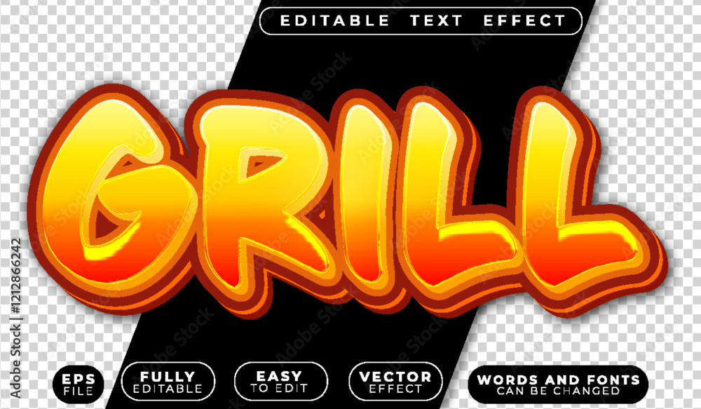 Fotografi Grill BBQ Flame Fire Fully Editable Vector Text File