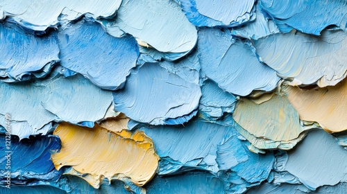 Wallpaper Mural Thick blue and yellow oil paint strokes on canvas. (1) Torontodigital.ca