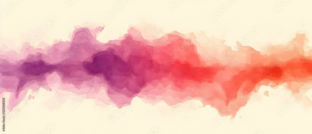 Obraz premium Abstract watercolor wash, pink-orange gradient, white background, website header