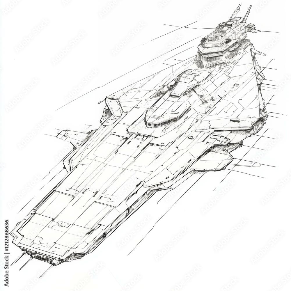 Futuristic Spaceship Design Sketch Detailed Line Art Futuristic Spaceship Design Sketch Detailed Line Art