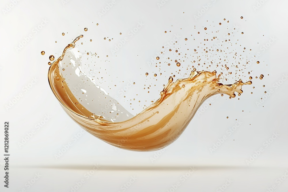 Fototapeta premium Splash or wave of liquid, coffee, milk, cream, water, juice, soap bubbles and more in mid air on white background.
