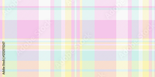 Delightful pastel plaid pattern. Soft pink, mint green, and pale yellow hues create a charming, versatile background ideal for textiles, stationery, websites, and more.