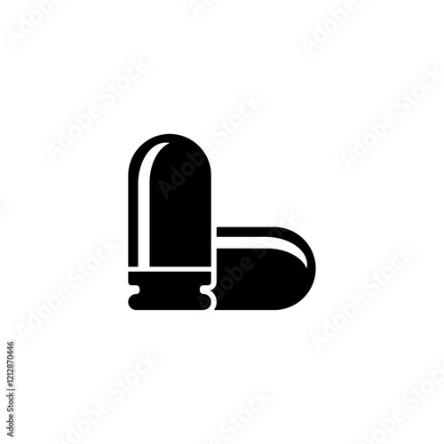 Stylized vector icon of two pistol cartridges.