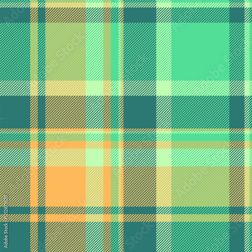 Advertising seamless vector check, international texture plaid fabric. Us tartan textile background pattern in teal and green colors.