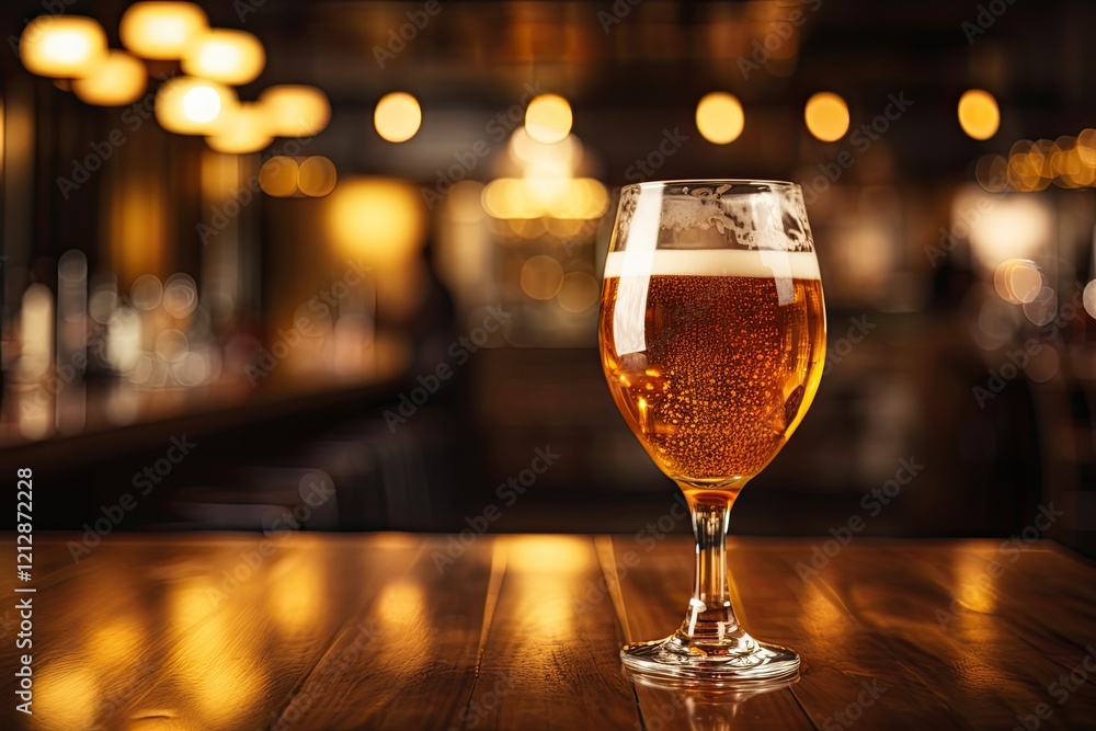 glass of beer in bar glass of beer in bar