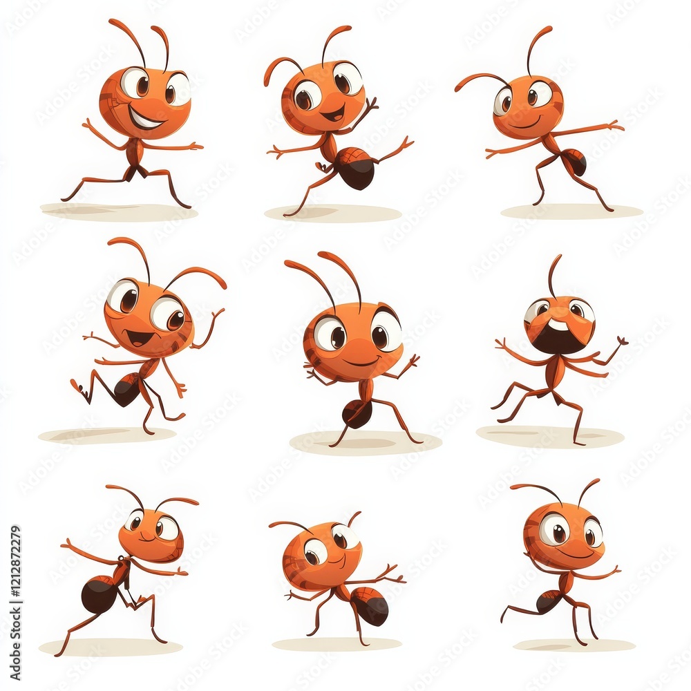 Fototapeta premium Energetic Cartoon Ant Mascots