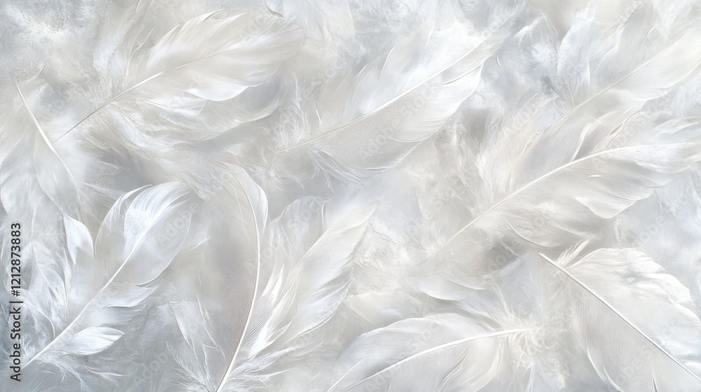 Fototapeta premium Delicate White Feathers Softly Arranged Together