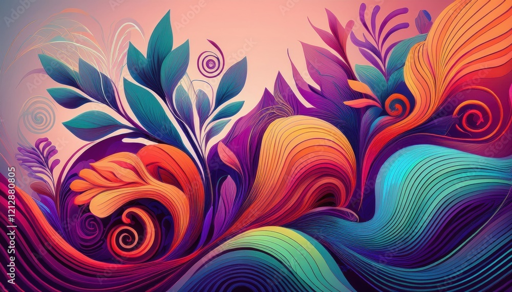 Fototapeta premium A lively display of colors and shapes captures the essence of spring in natures beauty.