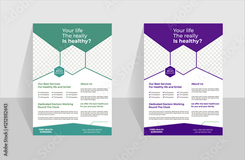 Modern  clean clear medical flyer template or medical flyer design with best design organic shape