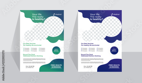 Modern  clean clear medical flyer template or medical flyer design with best design organic shape