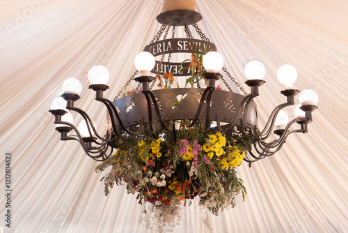 Decorative Chandelier with Flowers at Sevilla Fair