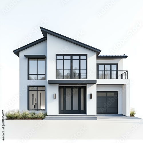 Modern House With Large Windows and Balcony Minimalist Architecture Residential Building Exterior