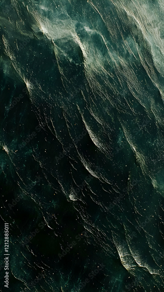 Naklejka premium Dark ocean waves, aerial view, misty background, texture