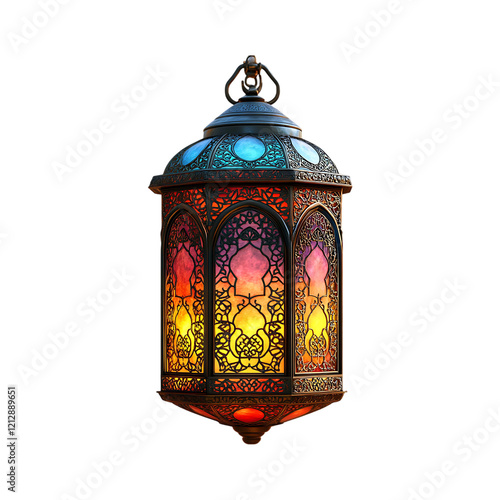 Islamic ramadan kareem celebration lantern isolated on a transparent background.
