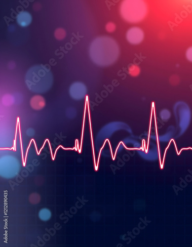 Medical abstract background, ecg background, medical structure background, graphic novel art, with white tones