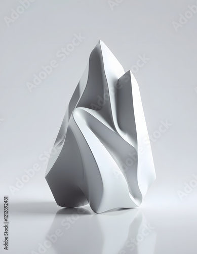 Wallpaper Mural 3d render of abstract detailed shape. Minimal futuristic background, angled photoshot, with white tones Torontodigital.ca