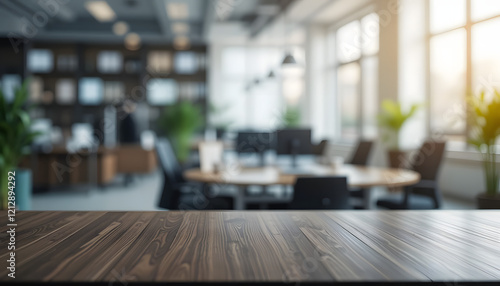 Wallpaper Mural オフィスの背景がぼやけており、前景にテーブルがある Torontodigital.ca