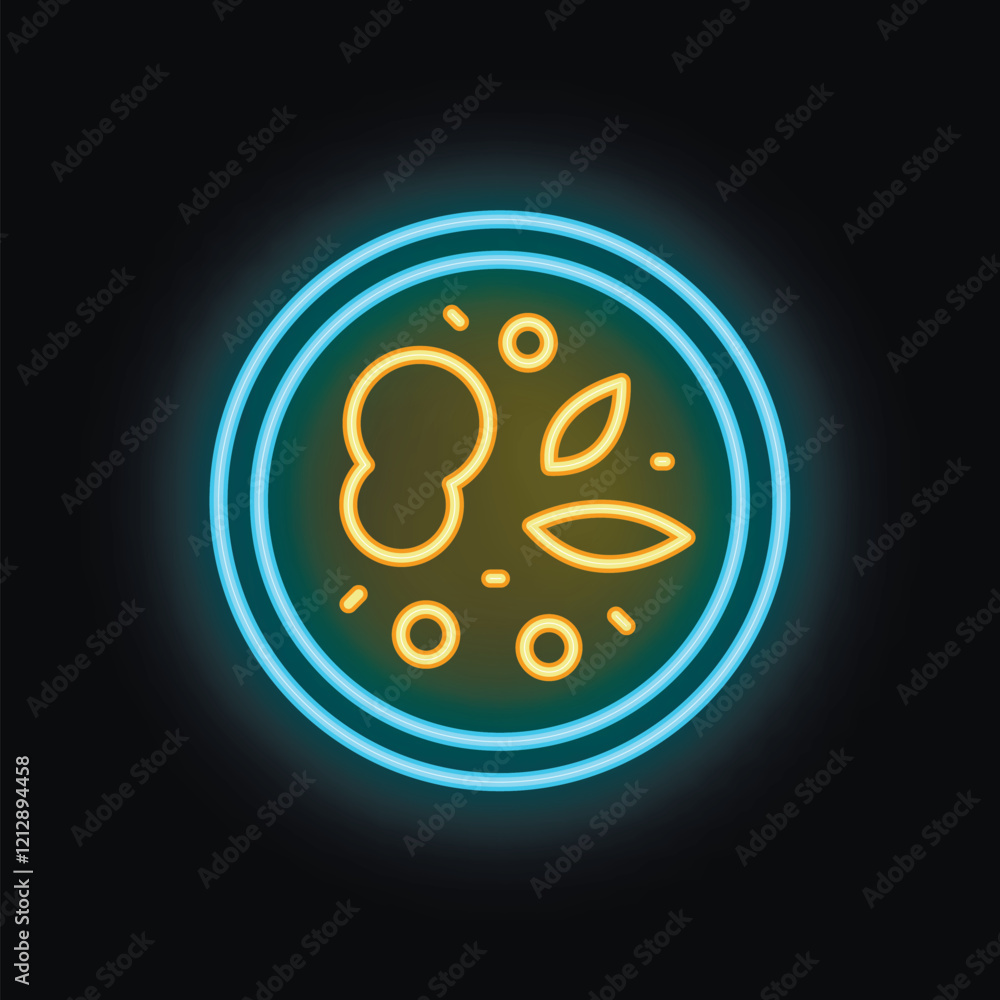 Φωτογραφία Neon sign illuminating a tasty pizza with mushrooms and herbs, perfect for a res