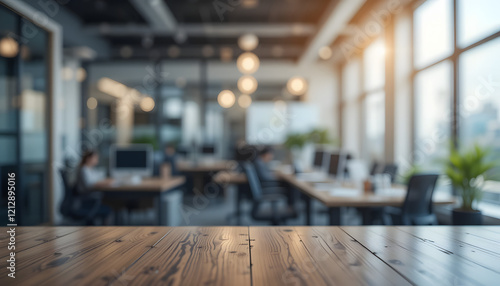 Wallpaper Mural オフィスの背景がぼやけており、前景にテーブルがある Torontodigital.ca