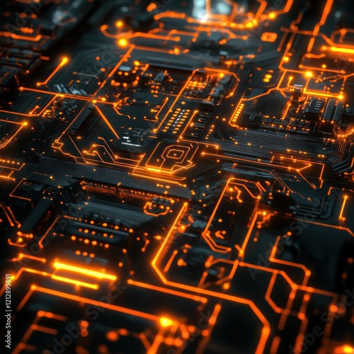 Wallpaper Mural Abstract Glowing Circuit Board: A Futuristic Tech Artwork Torontodigital.ca