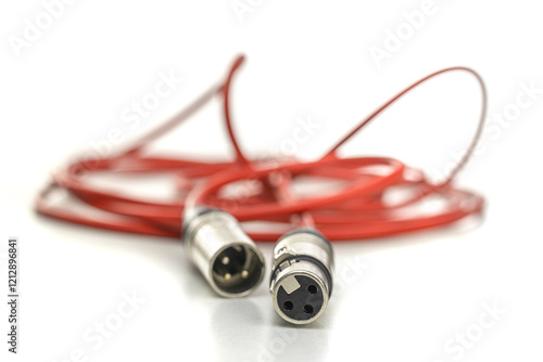 Red xlr cable with male and female connectors photo