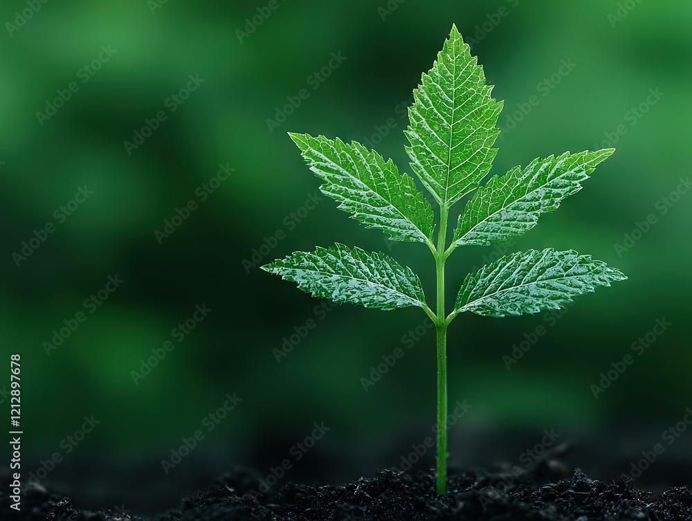Growing green seedling emerging from soil nature plant life close-up view environmental awareness Growing green seedling emerging from soil nature plant life close-up view environmental awareness