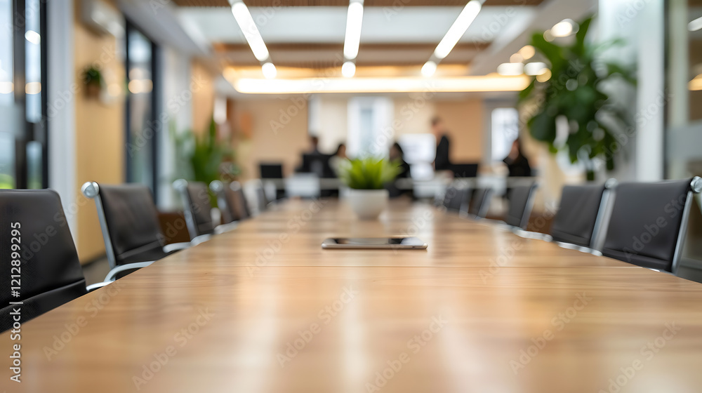 Empty meeting business office with blurred people in the background. generative ai. Empty meeting business office with blurred people in the background. generative ai.