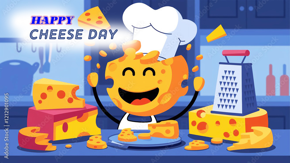 Fototapeta premium Cheese lovers day illustrations