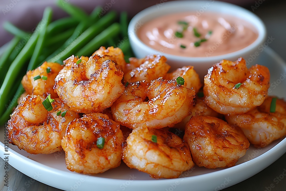 Roasted Shrimp With Spicy Sauce And Green Beans Roasted Shrimp With Spicy Sauce And Green Beans