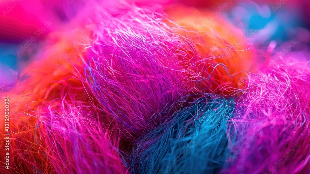 Fototapeta premium Colorful vibrant synthetic fibers close-up.